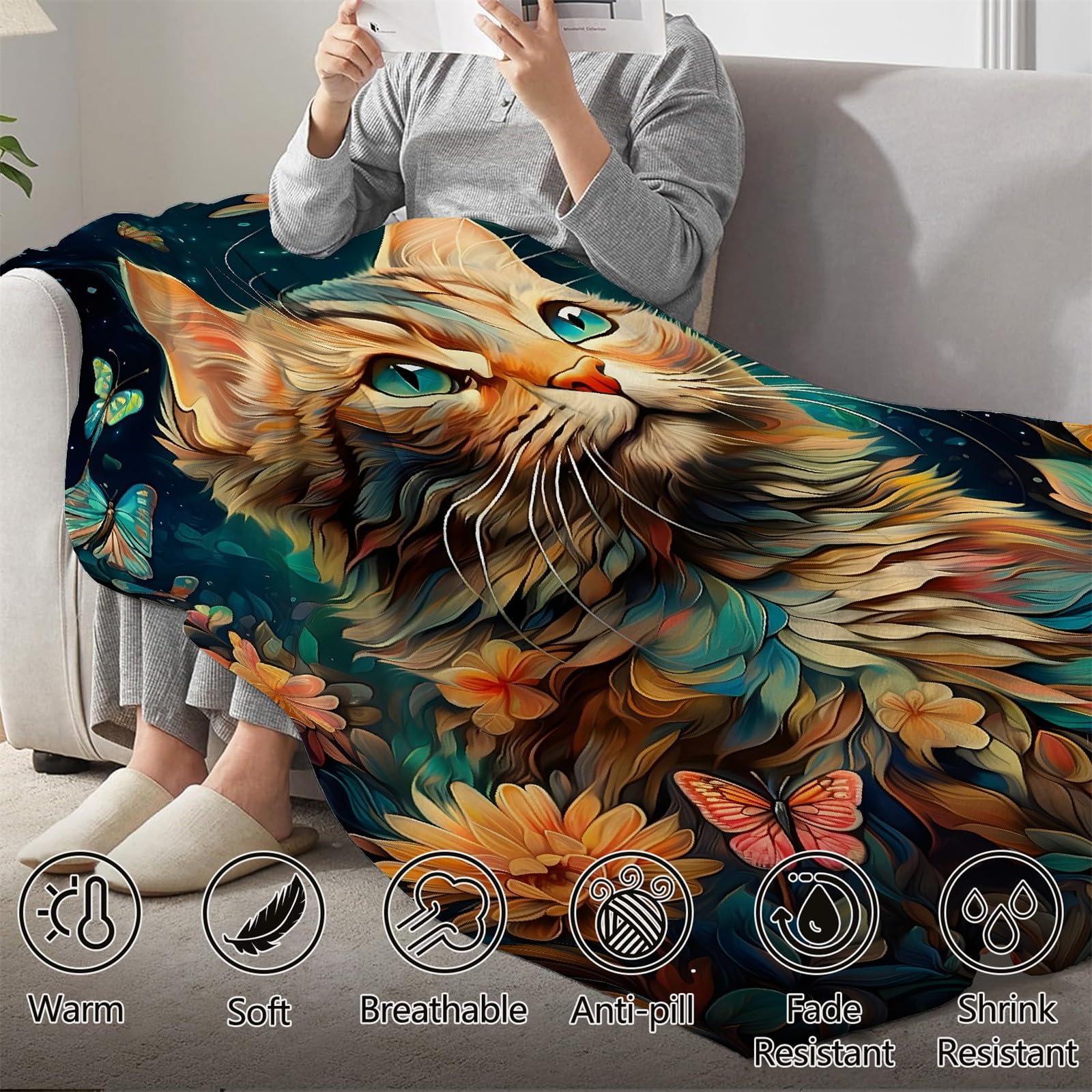 Animal Manta Personalizada 180x200 cm Gato Mantas Personalizadas con Fotos para Parejas, Amantes, Adultos, Niños, Regalos para Mamá, Papá, Novio, Novia