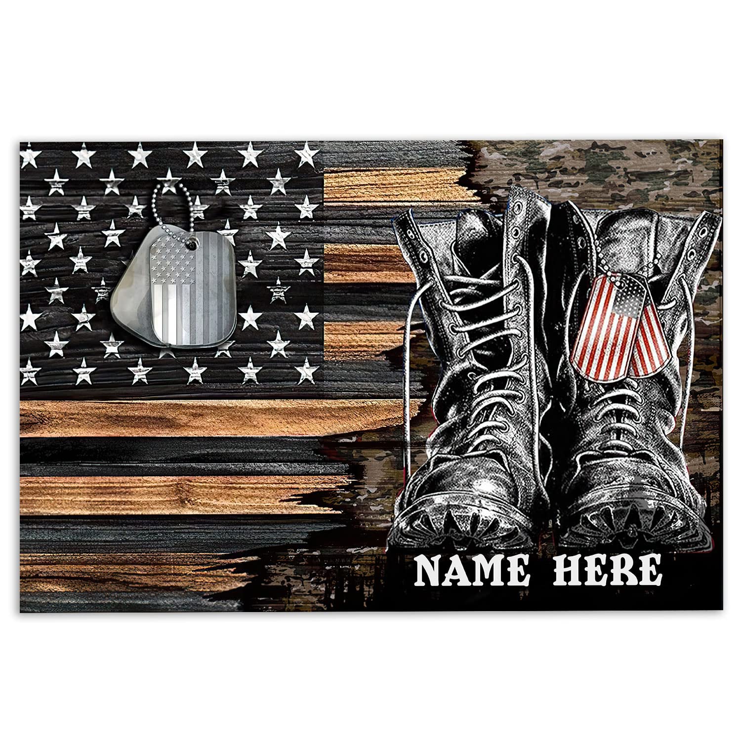 OhaPrints Custom Veteran Soldier Boost Military Proud Personalized Name Welcome Doormat Front Rubber Door Mat Home Porch Decor Outdoor Indoor Entrance
