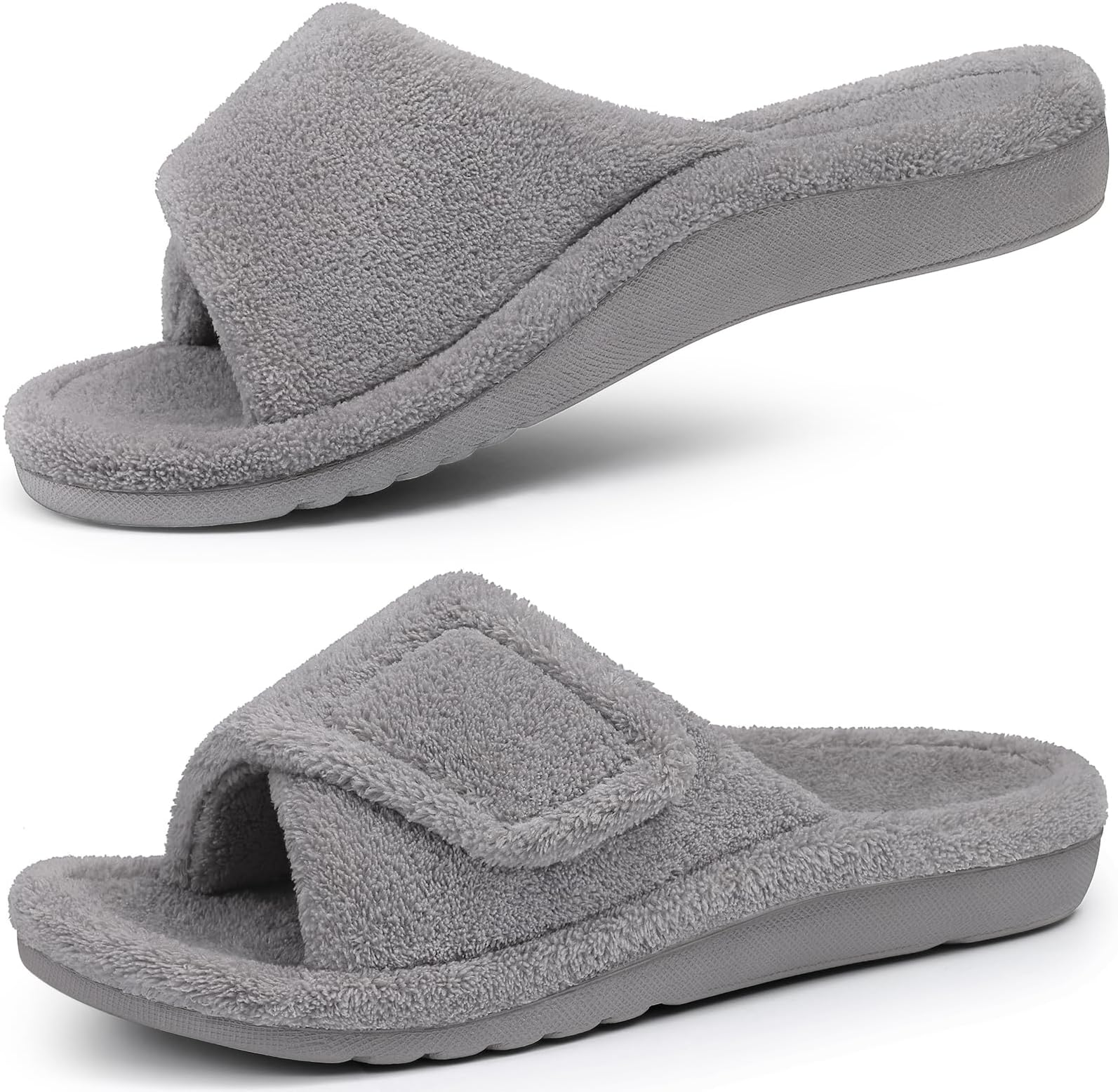 shevalues Orthopedic Slippers for Women with Arch Support Adjustable Open Toe House Shoes for Plantar Fasciitis