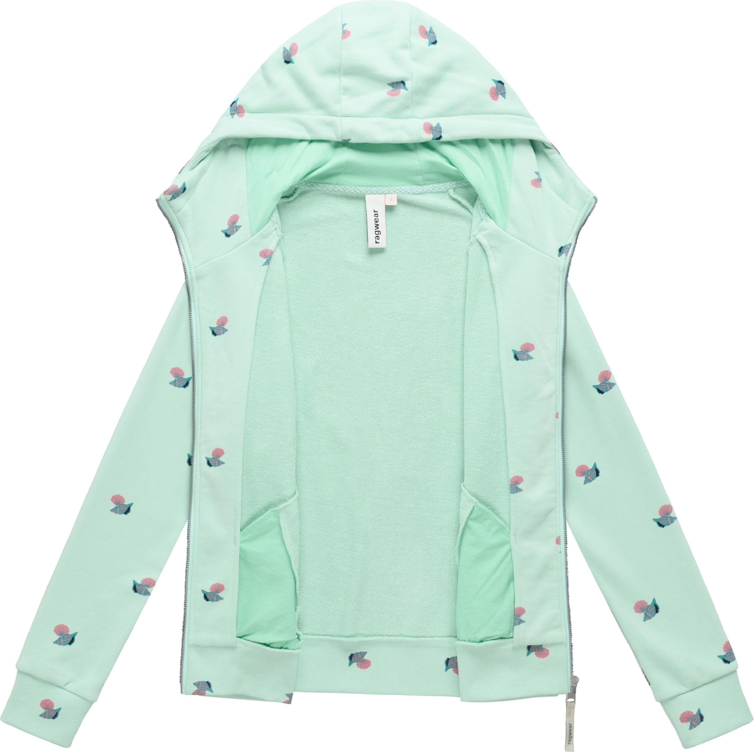 Ragwear Damska luźna bluza treningowa kurtka sportowa z kapturem i nadrukiem muszli Fllawia Shells Mint rozm. M