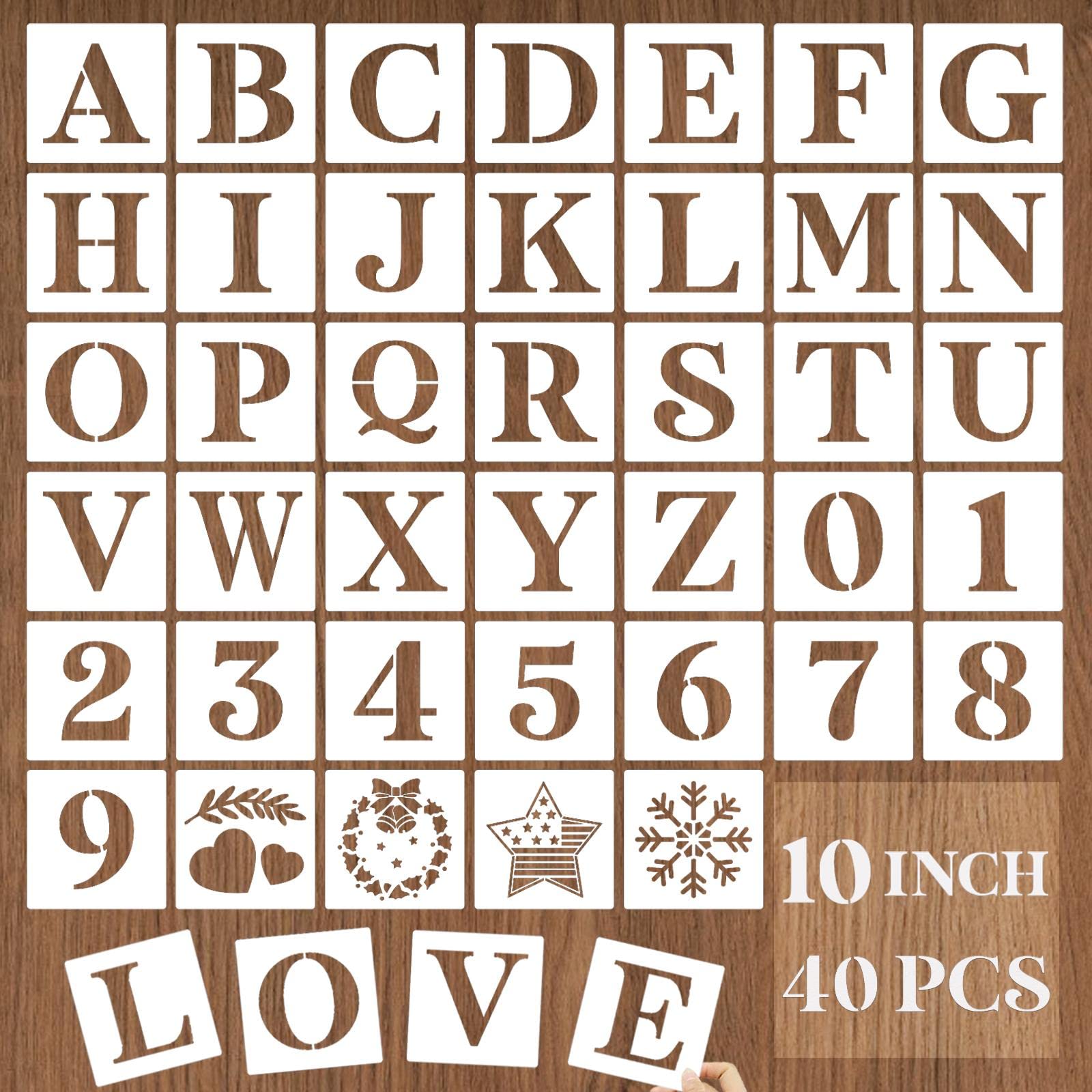 Snapklik.com : 10 Inch Letter Stencils And Numbers, 40 Pcs Alphabet ...
