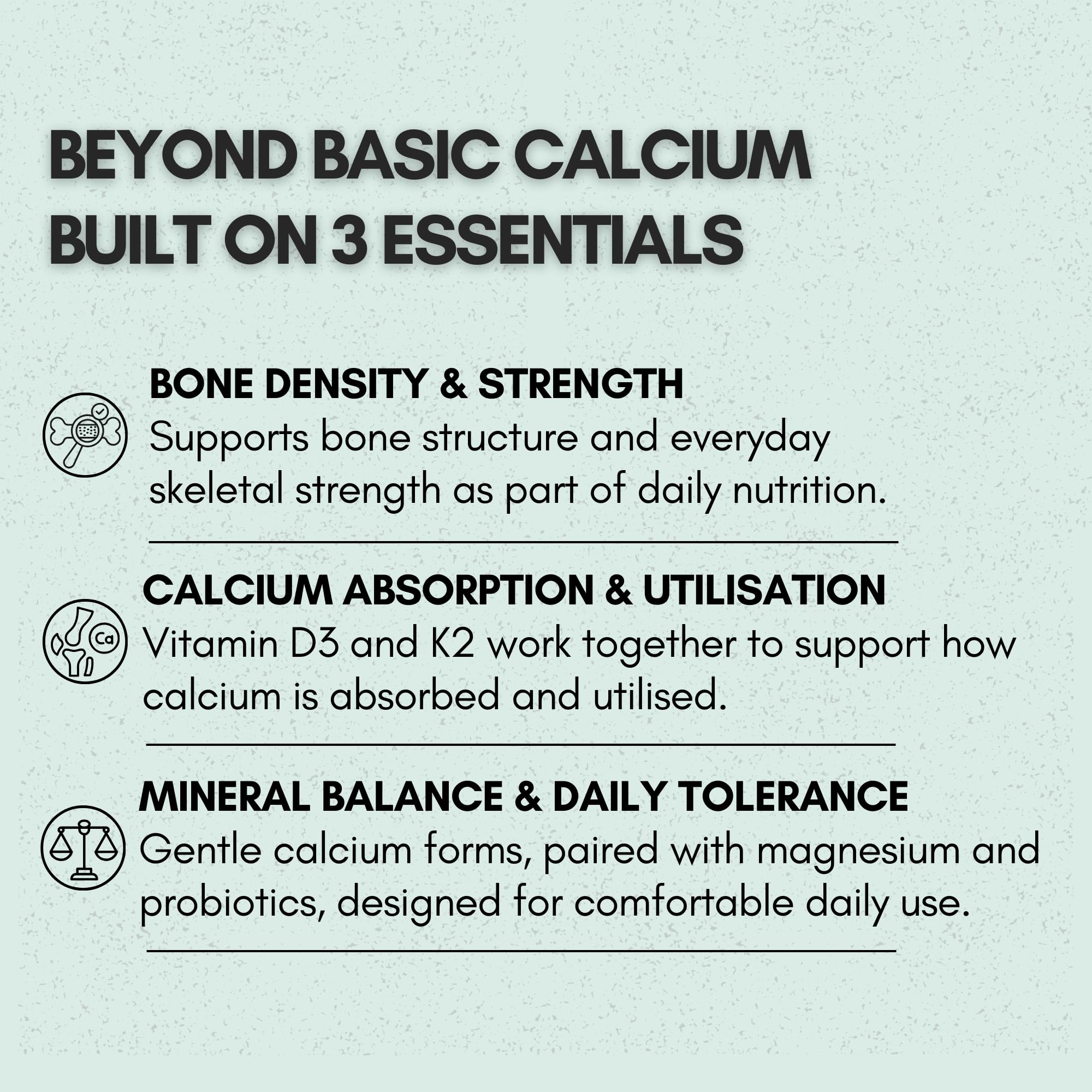 Calcium and Vitamin D3 Tablets | 15 Actives: Calcium Magnesium Zinc with K2 MK-7 & Probiotics | Gentle on Stomach · High Absorption | Bone Health Supplement | 180 Veg Tablets (90 Days) — Amazon image 4