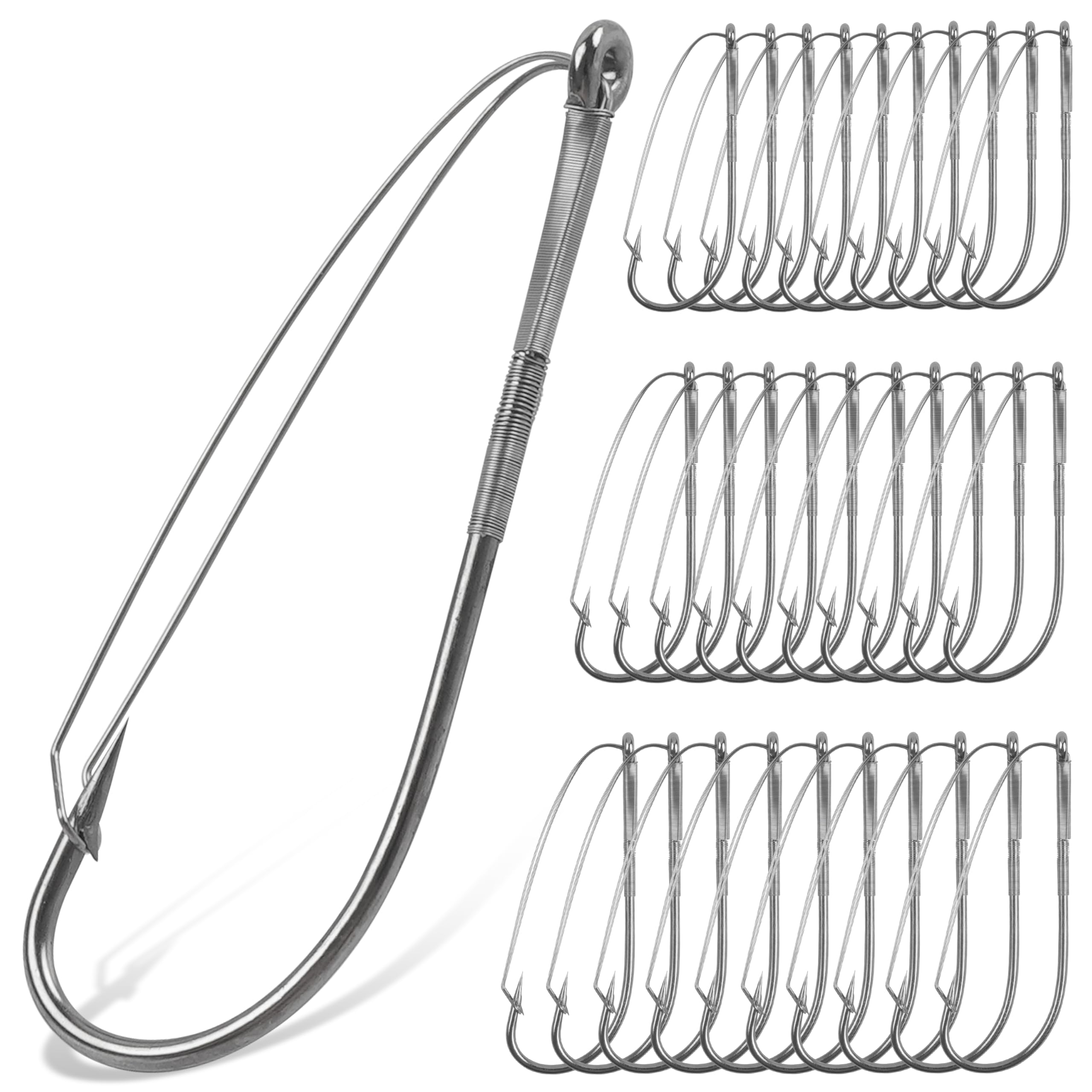 50pcs Weedless Wacky Rig Hooks Wacky Worm Hooks with Weed Guard Bass Fishing Hooks for Wacky Rigging Worm Lure Baits Size 3/0 2/0 1/0 1 2 4
