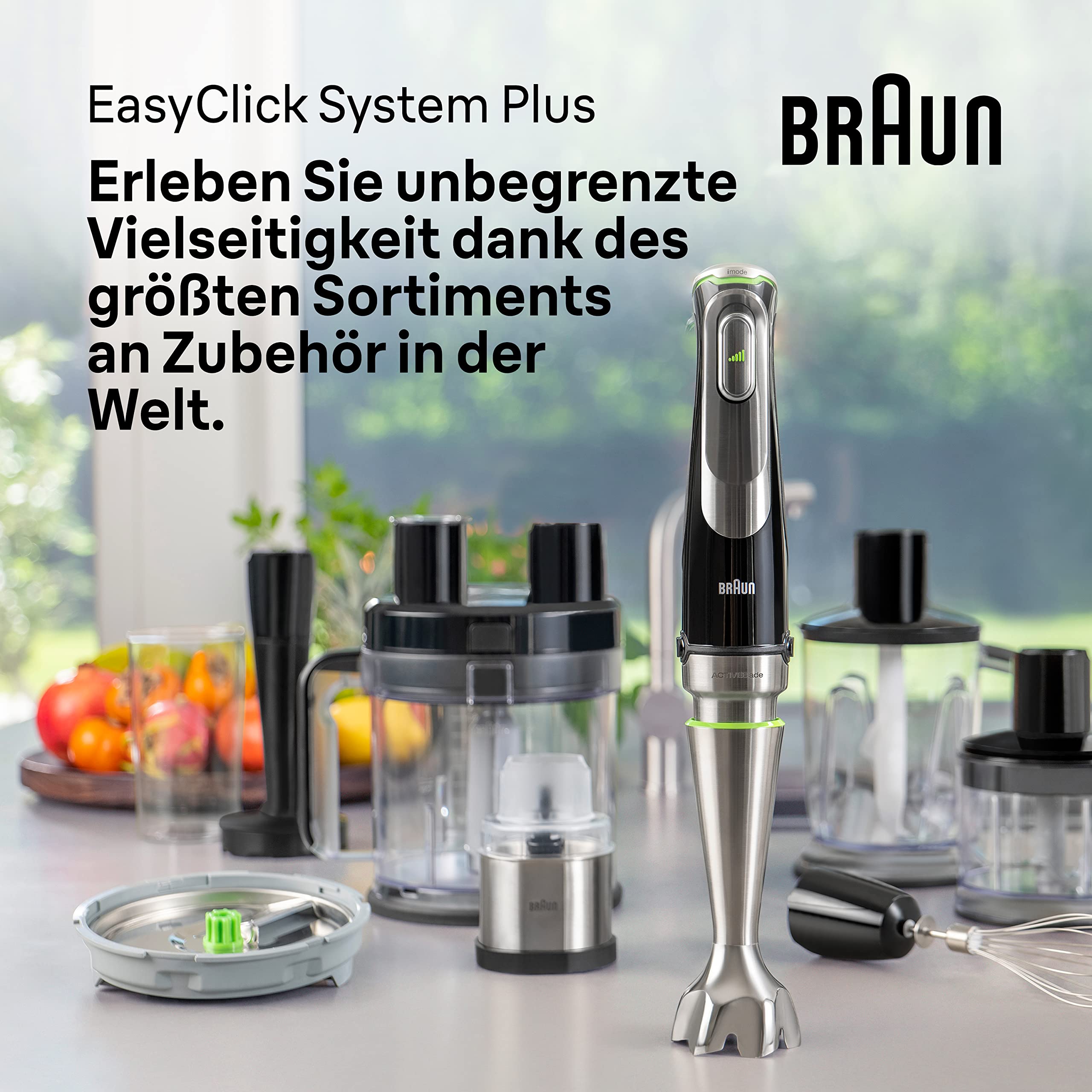 Braun MultiQuick 9 - Stabmixer mit SplashControl-Technologie, Präzise Geschwindigkeitsregelung, Active PowerDrive, 1,2L Küchenmaschine, Zerkleinerer, 600 ml Becher, 1200W, Schwarz (MQ9187XLI)