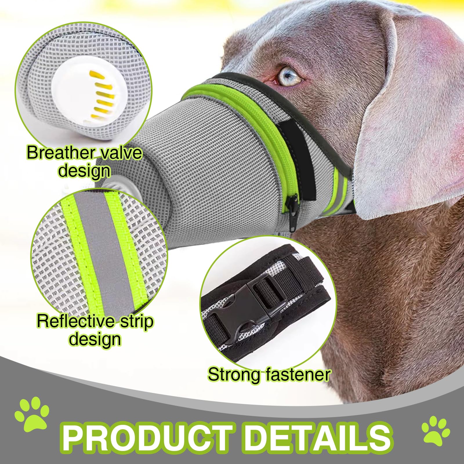 Bettinay Muzzle for Large Dogs Adjustable L Size Soft Muzzles for Dogs Longer Nosed, White - Image 3