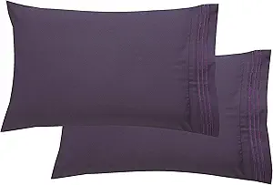 Elegant Comfort Luxury Ultra-Soft 2-Piece Pillowcase Set - 1500 Premium Hotel Quality Microfiber Double Brushed - Wrinkle Resistant, Standard/Queen, Purple