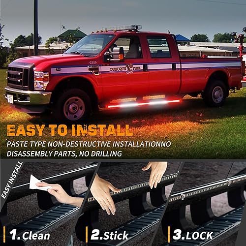 Miniatura 5 de XRIDONSEN 2 tiras de luces de emergencia para camiones de 60 pulgadas, 720 luces LED estroboscópicas, luces estroboscópicas rojas y blancas, luces