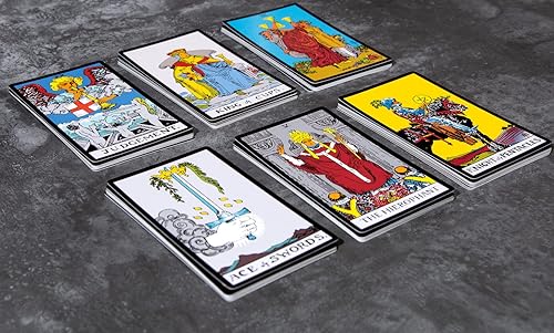 Miniatura 8 de Vitacera Baraja de cartas de tarot originales con guía y bolsa de tarot de lino - Arte clásico Smith, mazos de tarot estándar tradicionales, juego
