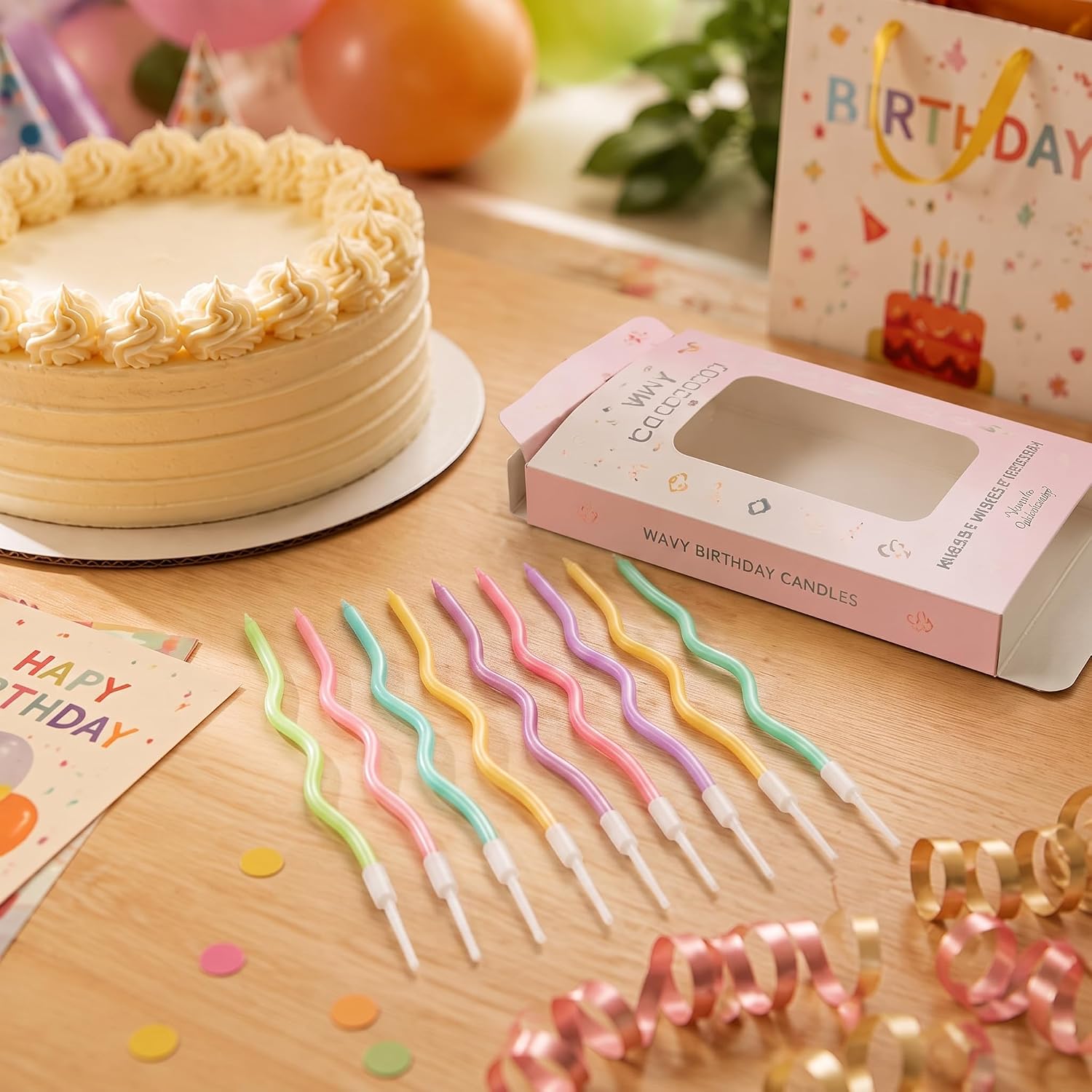 BBTO 48 Pcs Swirl Birthday Candles with Holders Metallic,Colorful image 3