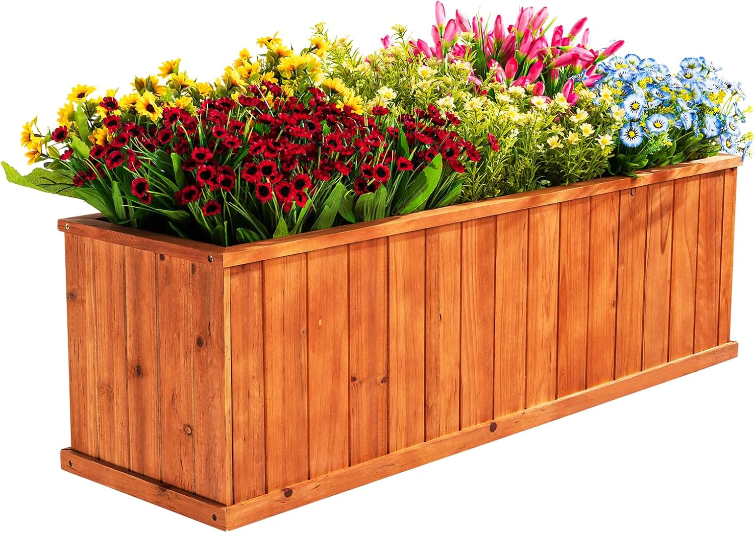 Wooden Window Box 40 in, Spacious Wooden Planter Boxes with Convenient Drainage Holes, Durable Oil Coated Window Box for Flowers & Plants, Decor Garden, Balcony, Backyard, Easy Assembly