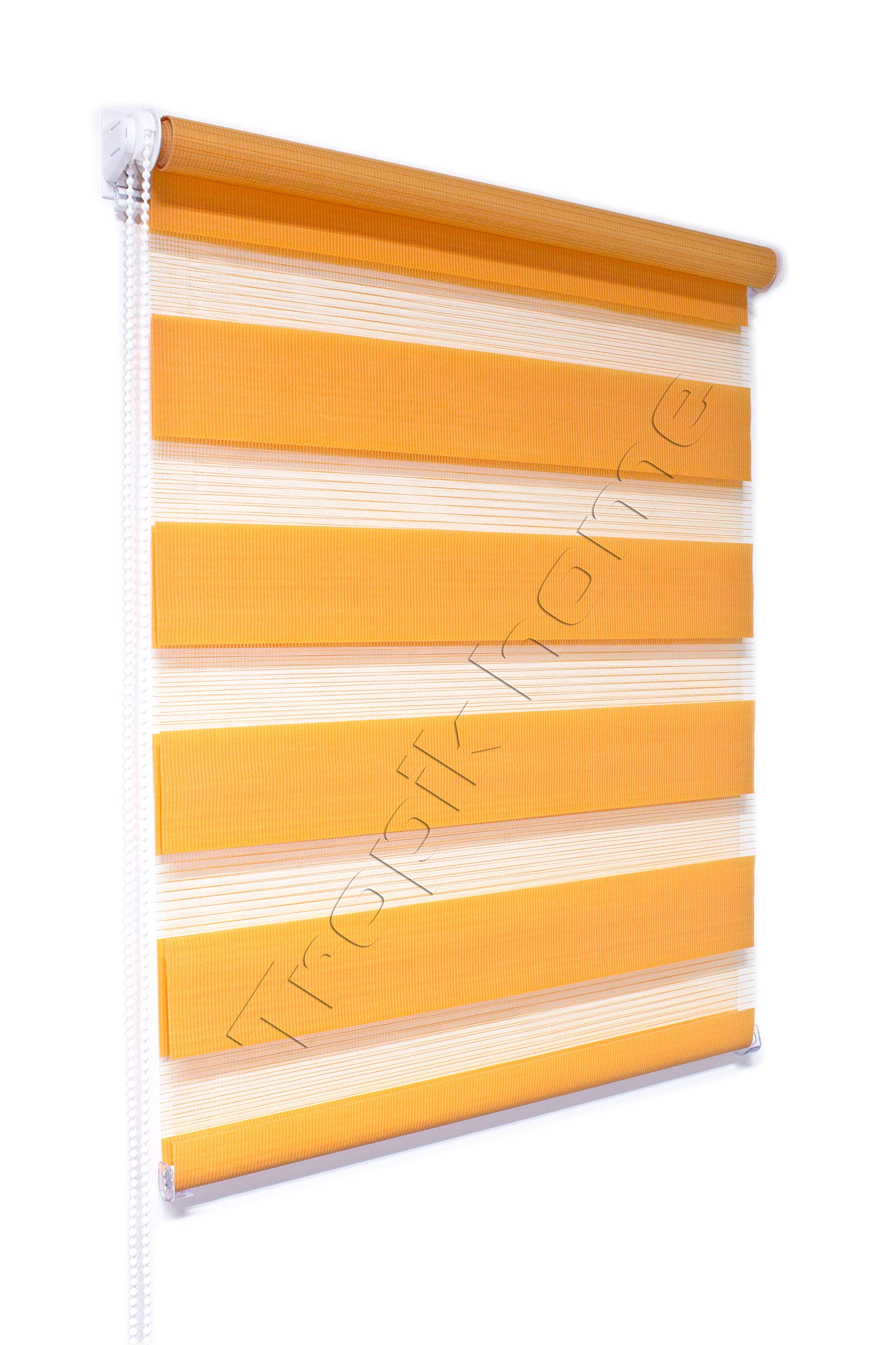 Tropik Home Orange Day And Night Zebra/Vision Window Roller Blind, Choice Of 16 Width Sizes, 110Cm Wide (+4.5Cm Fittings)