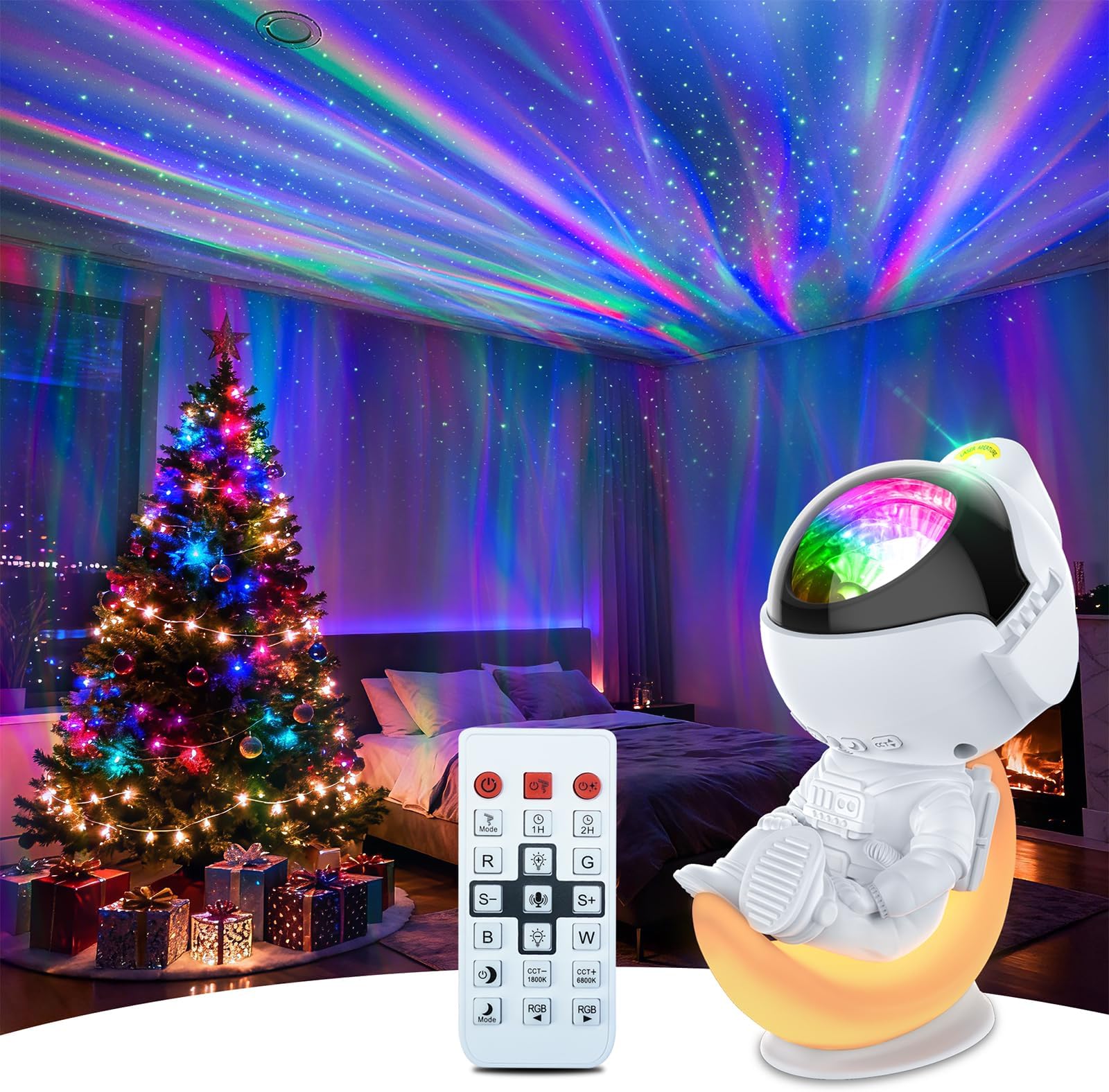 Rossetta Astronaut Galaxy Projector, Star Projector for Bedroom, Dimmable LED Night Light for Kids with Timer and Remote, Space Astronomy Themed Room Decor Aesthetic, Gifts for Christmas, Birthdays