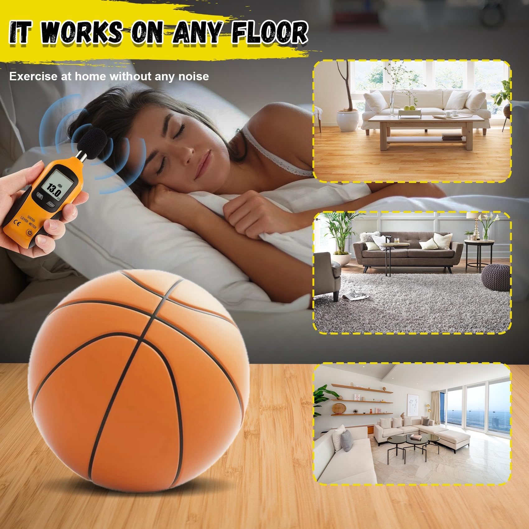 Silent Basketball 2025 – Leiser Indoor-Ball (24cm) – Verbesserte Noppen-Technologie, Hochdichter Schaum – Für Hartes Parkett & Fliesen