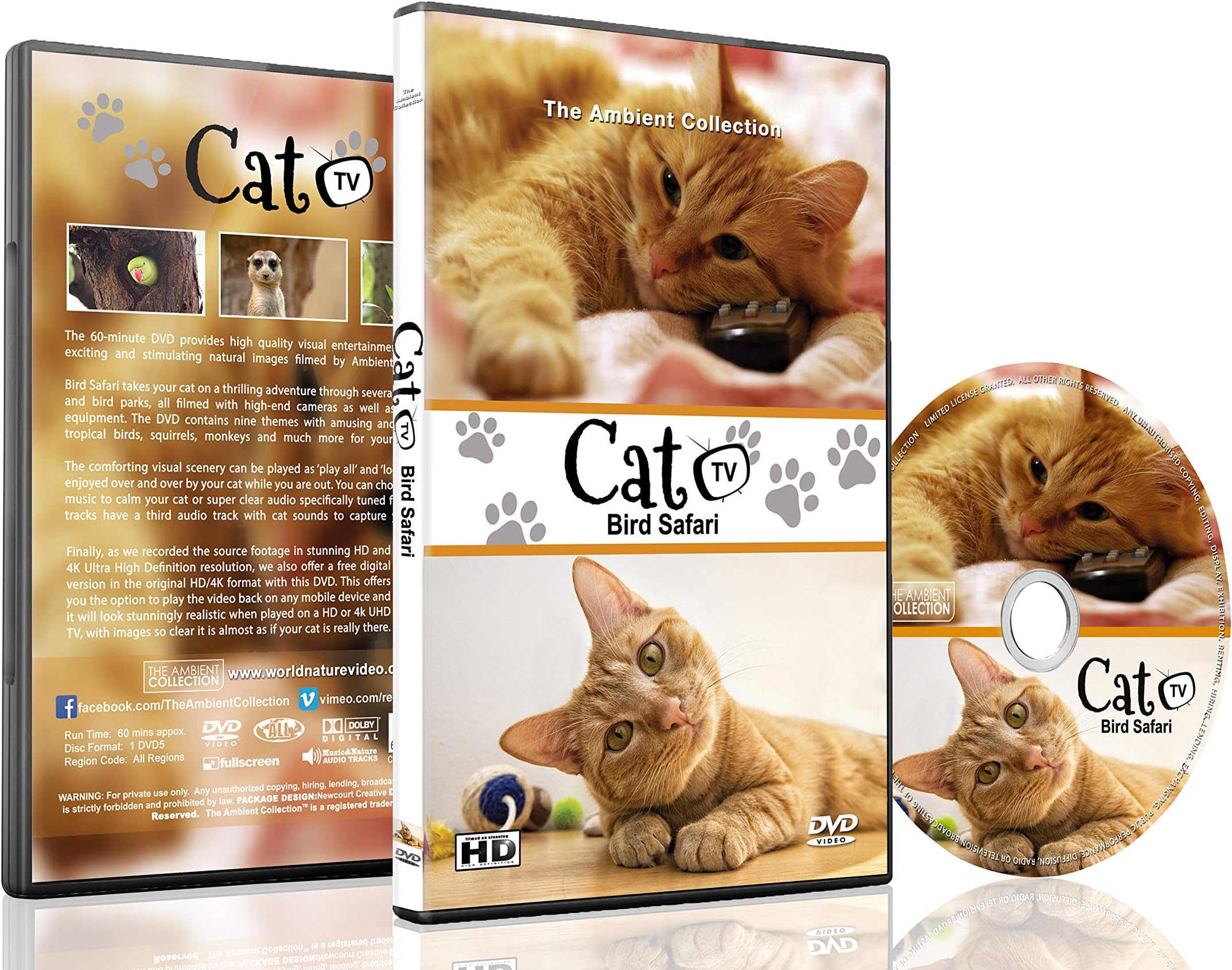 Family Cat DVD - Cat TV - Entertain your Cats with Stimulating Images of Cute Little Animals and Birds in Natural Sounds or Music
