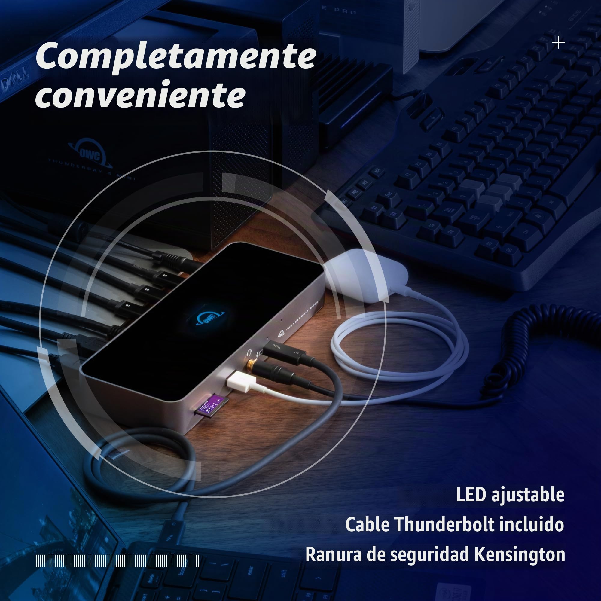 OWC Thunderbolt Dock con 11 Puertos, Pantallas 8k, 2X 4k @ 60Hz, 1x 4k @ 120Hz, Gigabit Ethernet, 3X TB4 (USB-C), 3X USB Gen 2 Tipo-A, 1x USB 2, Cable Incluido, Space Grey | Base Thunderbolt 4, 40 Gb/s, carga de 96 W, 3 Thunderbolt 4, 3 USB A de 10 Gb/s,