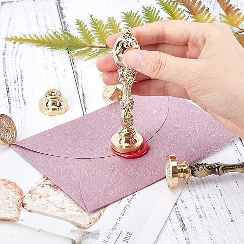 Miniatura 4 de CRASPIRE Juego de 6 sellos de cera de la serie Moon Sun, cabezales de latón + 2 asas de aleación con una caja de regalo, kit de latón retro vintage