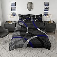 Vista 30 de Funda de edredón abstracta de color negro y morado, tamaño Queen, funda de edredón de geometría moderna con 2 fundas de almohada para adolescentes