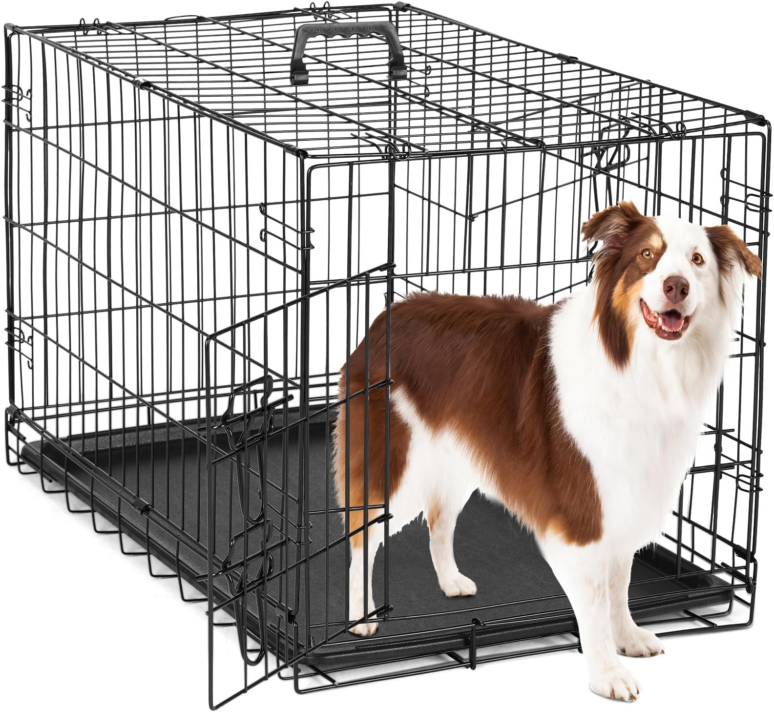 DUMOS Dog Crate with Double Doors Enhanced Metal