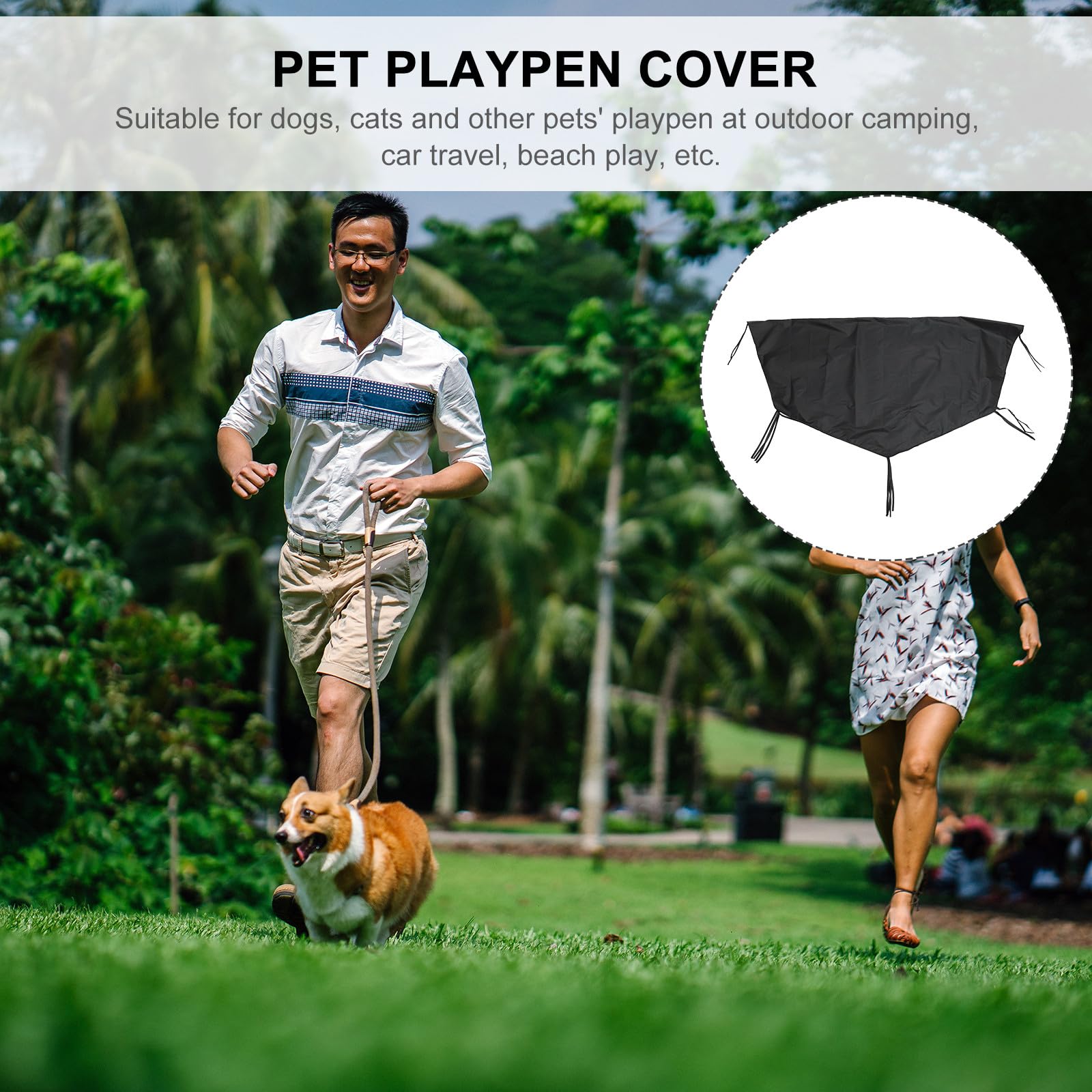 Housse en Tissu Oxford 210d Imperméable et Anti-UV pour Parc à Chiens D'extérieur Facile à Enlever et Transporter, pour Camping en Plein Air
