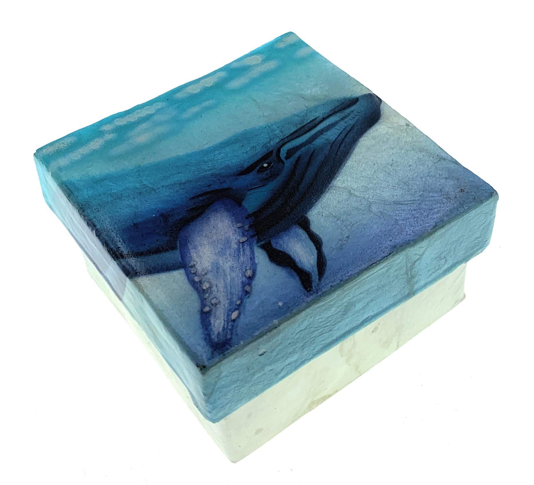 Humpback Whale Capiz Shell Keepsake Box, 3 Inches Square