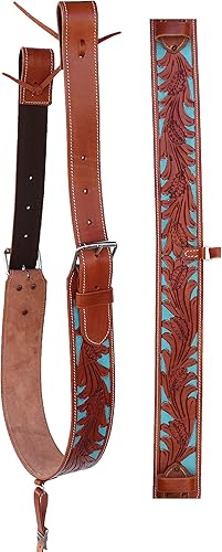 Pro Rider Horse Western Leather Floral Tooled Back Cinch Flank w/Off Billets 9761A