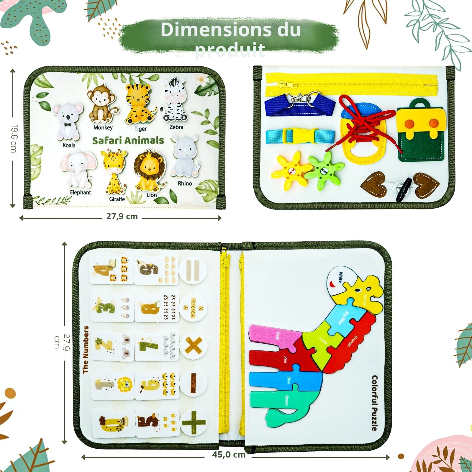Anglais Busy Board Montessori 2 Ans, 8 in 1 Jeux Montessori Jouet Éducatif Sensoriel Apprendre Motricité Fine