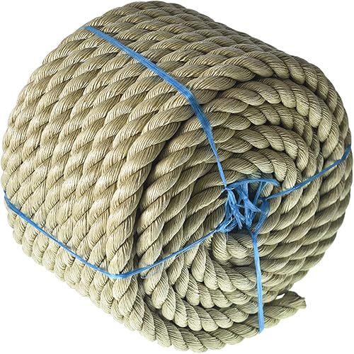 Cuerda de Manila de 1 pulgada x 100 pies, cuerda de manila trenzada, cuerdas náuticas, utilizada para tira y afloja, navegación decorativa,