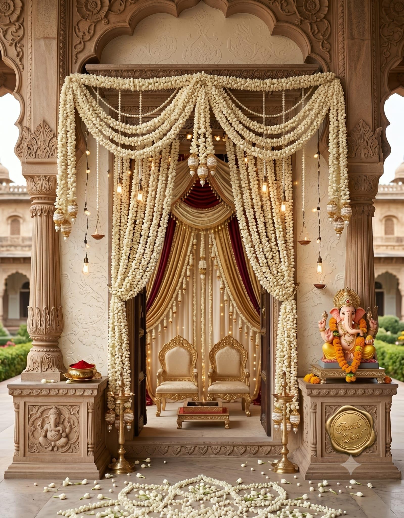 Paquete de 10 guirnaldas de jazmín Blanco Ligeramente perfumadas, Boda India, Fondo de Fiesta, Mehndi, Boda, mandap, Boda del Sur de la India