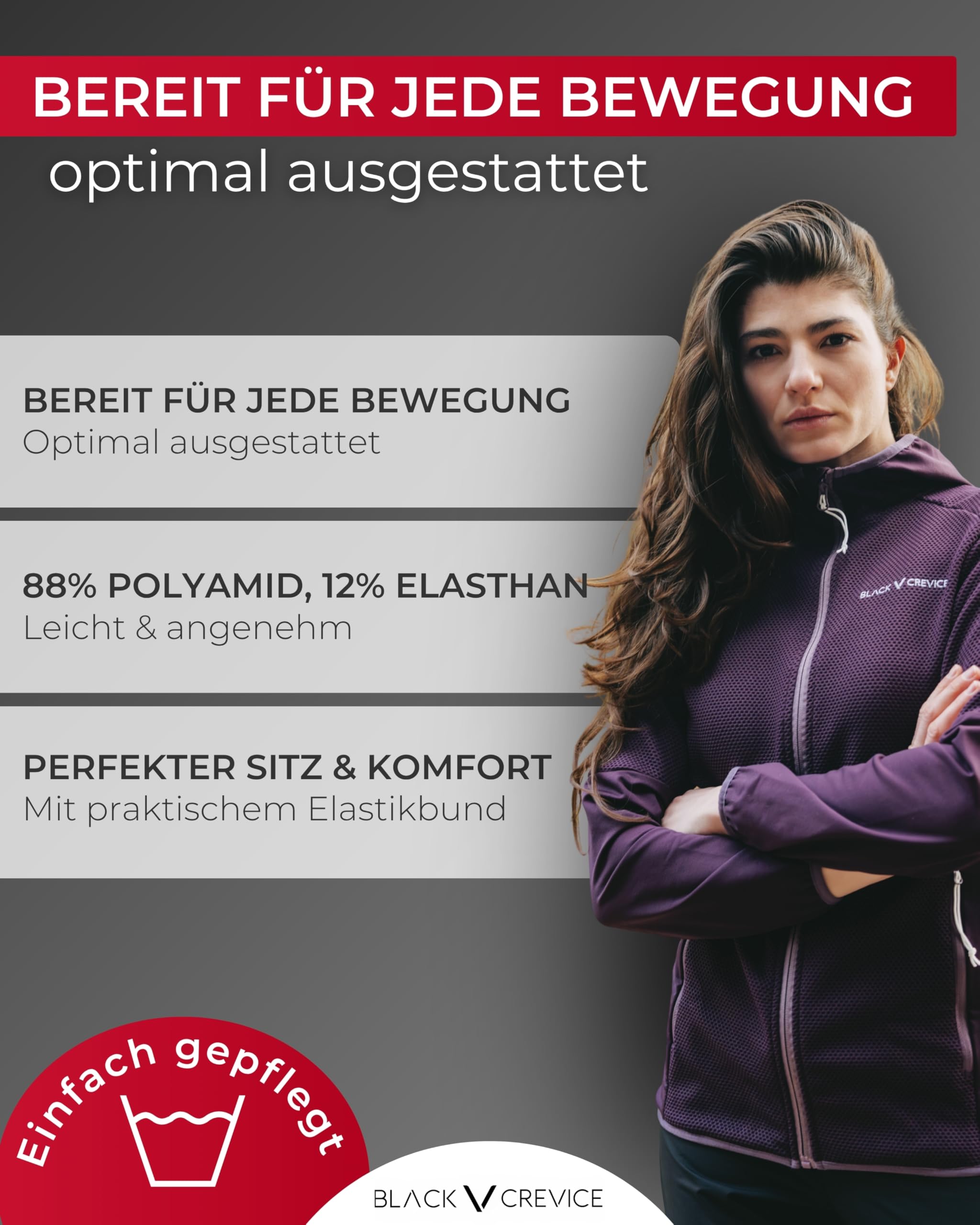 Black Crevice Damen Trekking-Shorts mit 4-Wege Stretch I Größe 36-46 I 88% Polyamid, 12% Elasthan I Atmungsaktiv, wasserabweisend & schnelltrocknend I Ideal für Wandern, Trekking & Outdoor