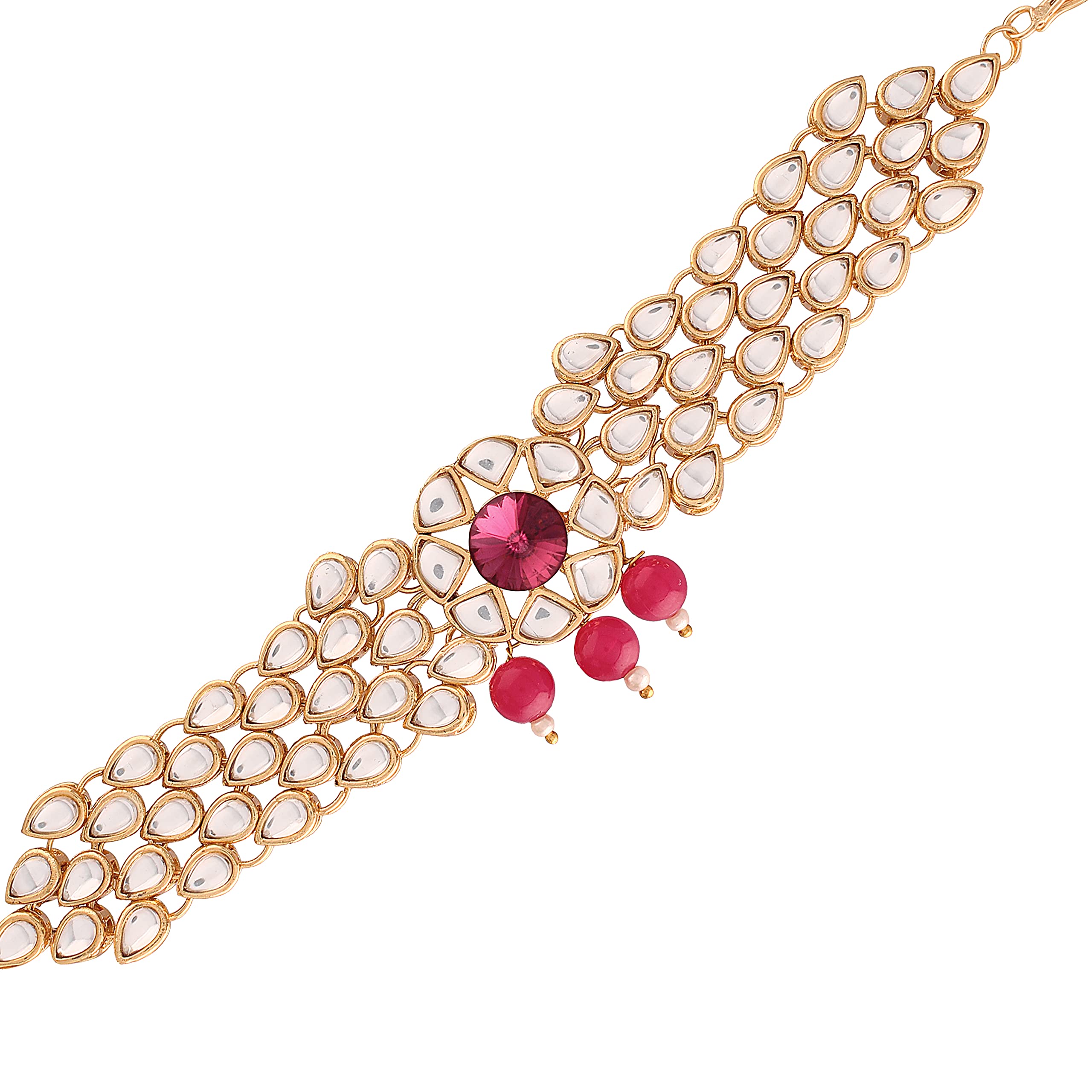 18k Gold Plated Traditional Kundan Studded & Ruby Stone Bajuband/Vanki/Armlet Rajwadi Jewellery for Women (PB12Q) (Pack of 1)-image-16