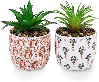 Artificial Succulents for Home Decor – Karlliu 2-Pack Potted Plants