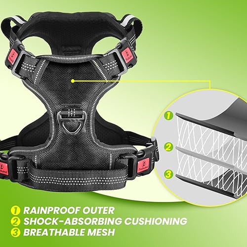 Miniatura 4 de Arnés de perro ajustable sin tirones para perros medianos y grandes, chaleco reflectante transpirable con hebillas de liberación rápida, mango