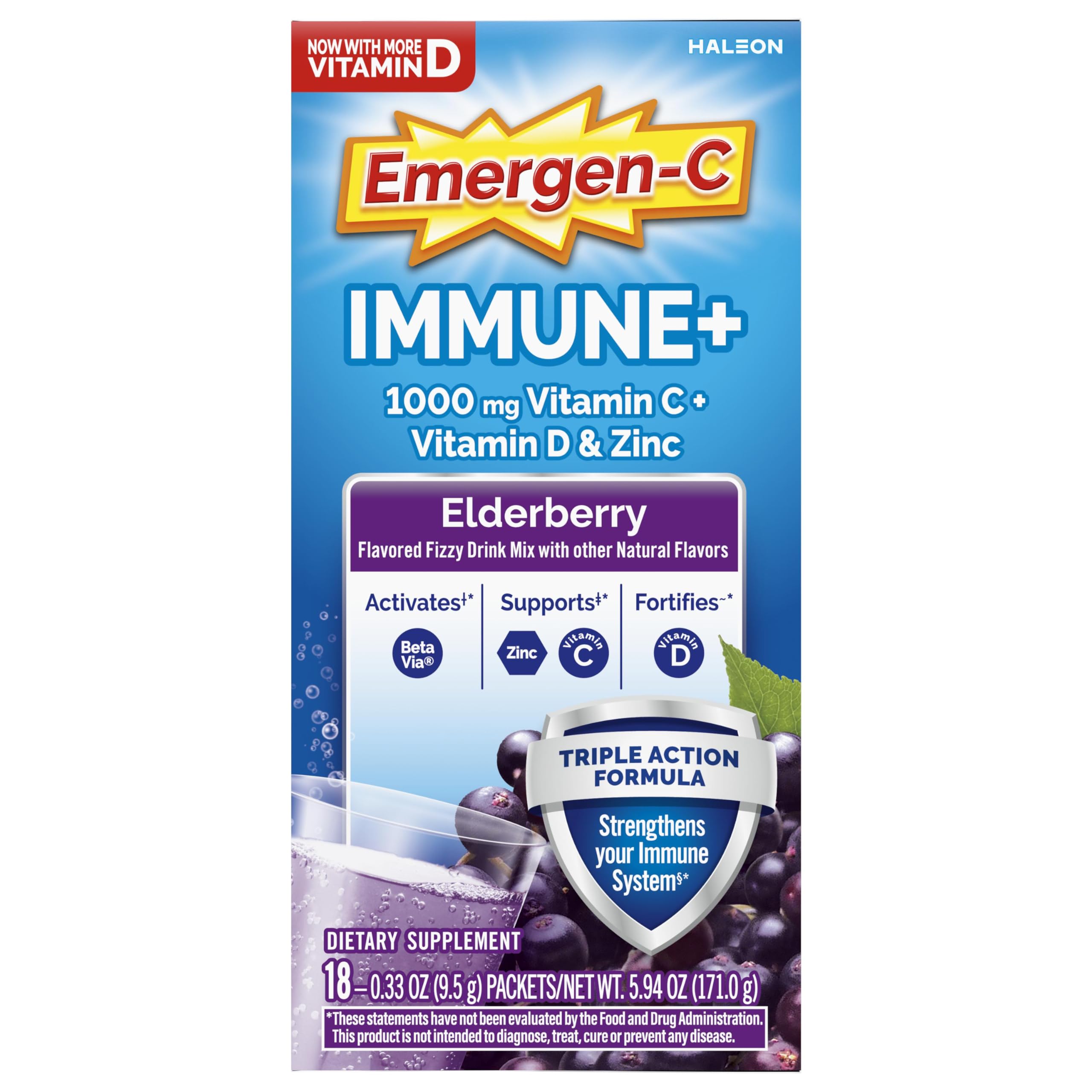 Emergen-C Immune+ Triple Action Immune Support Powder – 18 Count — Amazon image 9
