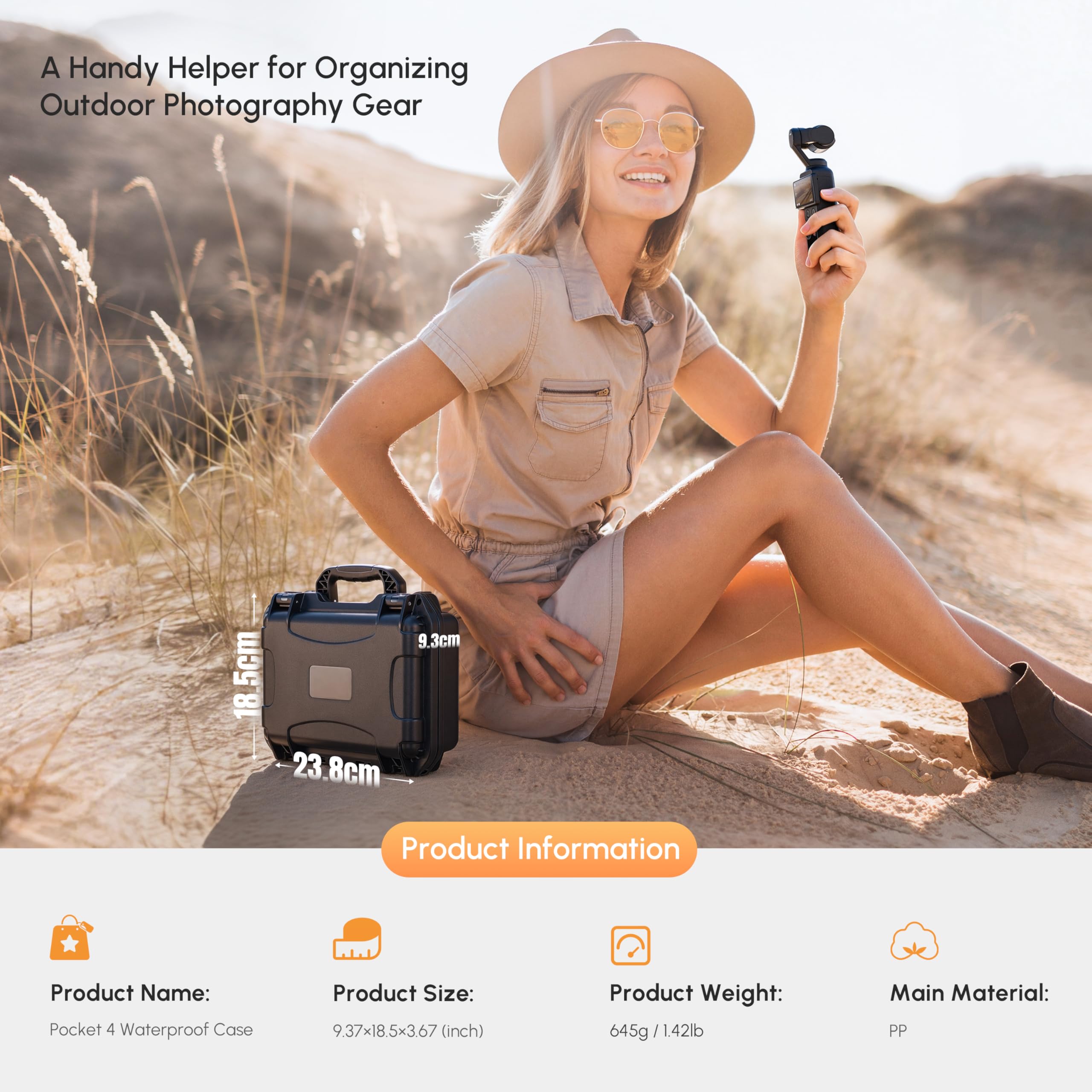 STARTRC Photo Coffret Rigide Étui Étanche pour DJI Osmo Pocket 4, Boîtier Double Paroi pour DJI Pocket 4 Creator Combo, Sac de Rangement Multifonction Grande Capacité (Coffret Seul)