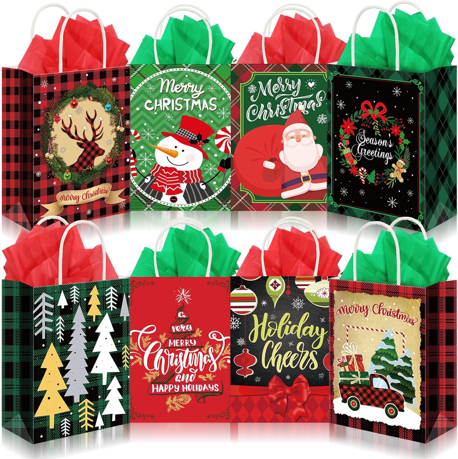 Cholemy 40 Pack Christmas Bags for Gifts with Handles Bulk