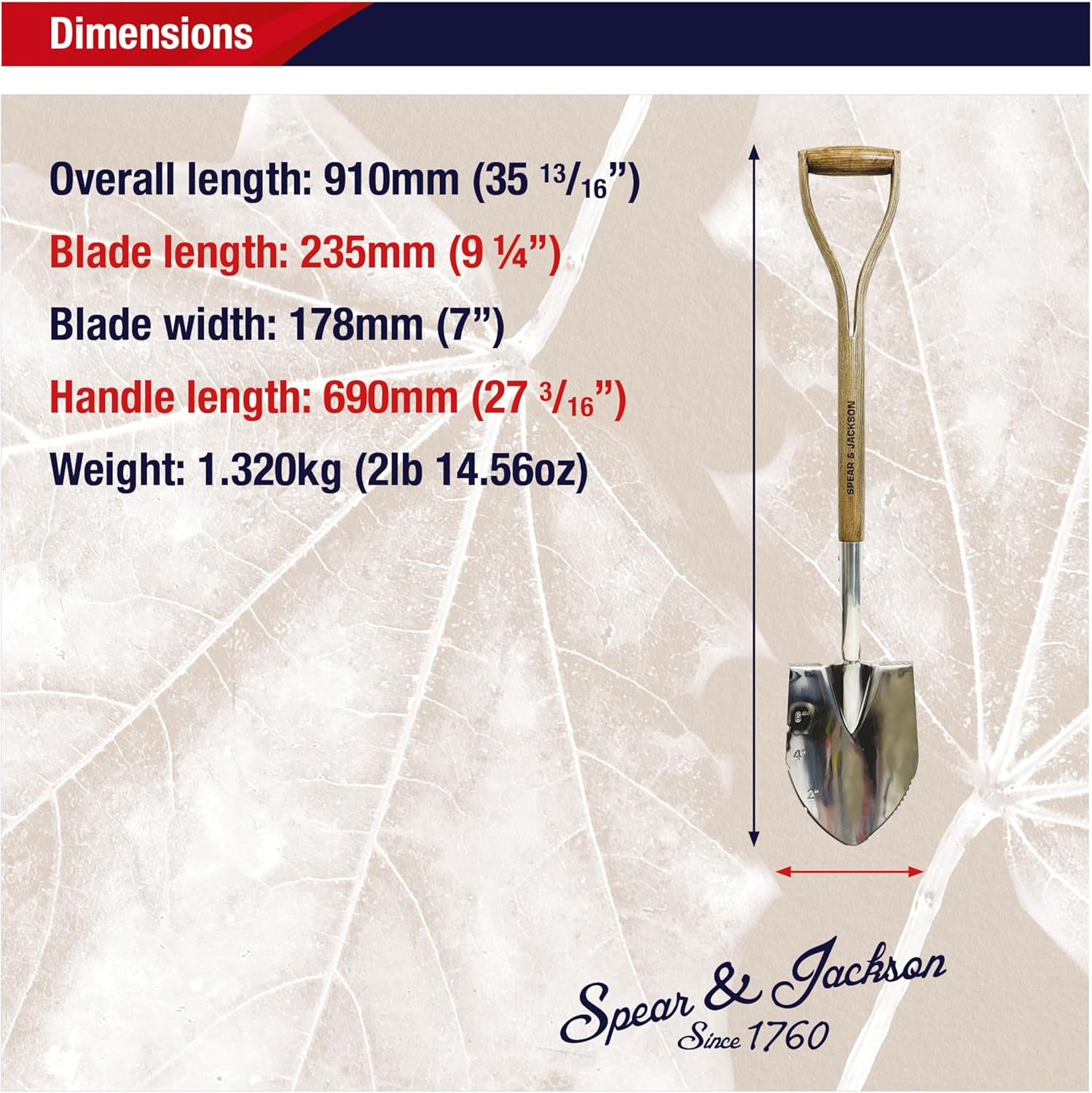 Spear & Jackson Traditional Stainless Steel Planting Spade, Heavy Duty Garden Tool, Durable Blade and Comfortable Wooden Handle for Digging Planting and Soil Preparation