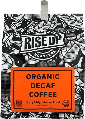 Café orgánico descafeinado orgánico certificado de comercio justo, 12 onzas, grano entero (descafeinado orgánico)
