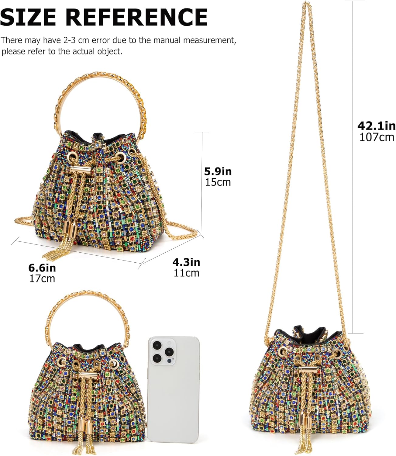 Sparkly Diamond Evening Bag Clutch Purses for Women Rhinestone Purse Glitter Handbag for Party Prom Cocktail Wedding - Image 4