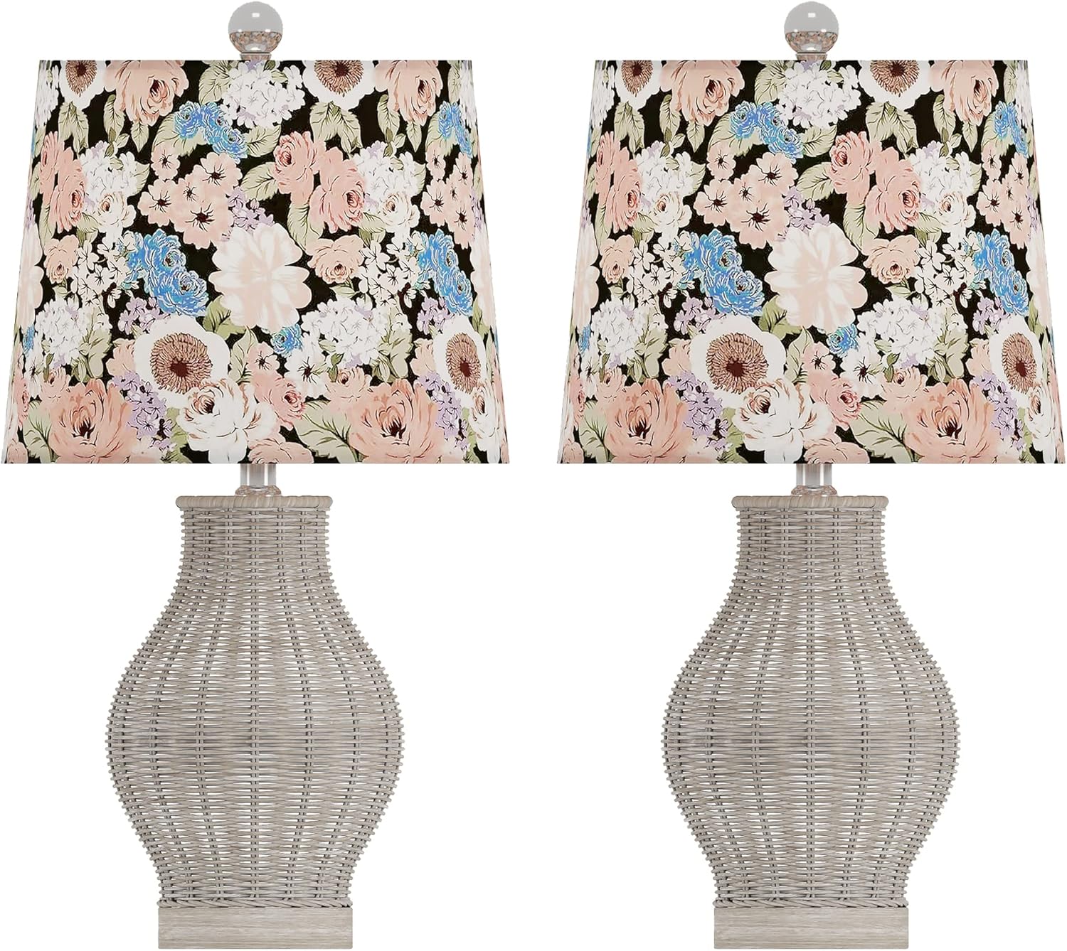 Maxax Rattan Table Lamps Set of 2, 22.5" Tall Retro Rattan Woven