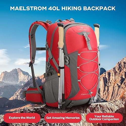 Vista 39 de Maelstrom Mochila de senderismo, mochila de camping, mochila de senderismo impermeable de 50 litros con cubierta para lluvia, mochila de viaje 50L