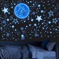 Vista 10 de Calcomanía de pared que brilla en la oscuridad Tierra para techo, planeta luminoso, calcomanía de pared para dormitorio de niños, tierra