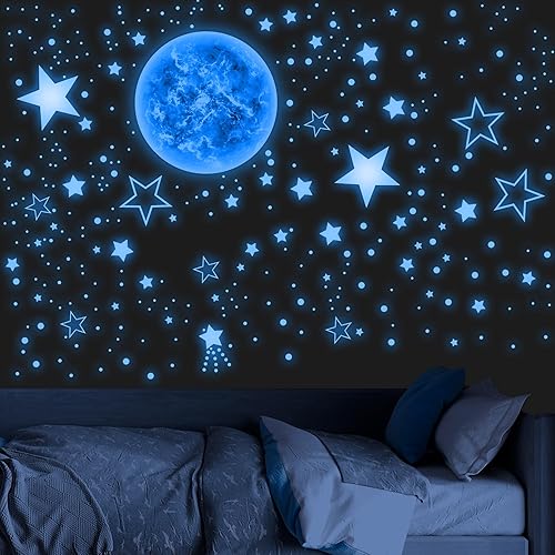 Miniatura 22 de Estrellas que brillan en la oscuridad para decoración de techo, 849 calcomanías brillantes para planetas de techo, calcomanías de pared luminosas