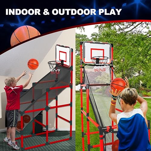 Miniatura 2 de TOY Life Juego de baloncesto arcade para niños, juego de arcade de baloncesto para interiores con baloncesto electrónico, juego de aro de baloncesto