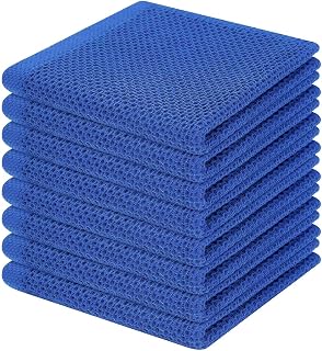 Homaxy 100% Cotton Waffle Weave Kitchen Dish Cloths 8-Pack, Blueberry