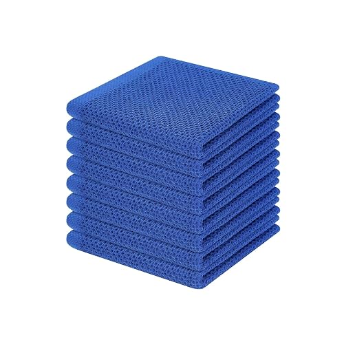 Homaxy 100% Cotton Waffle Weave Kitchen Dish Cloths 8-Pack, Blueberry | 12 x 12 Inches, Ultra Soft Absorbent Dish Towels, Quick Drying Dish Rags with Hanging Loop