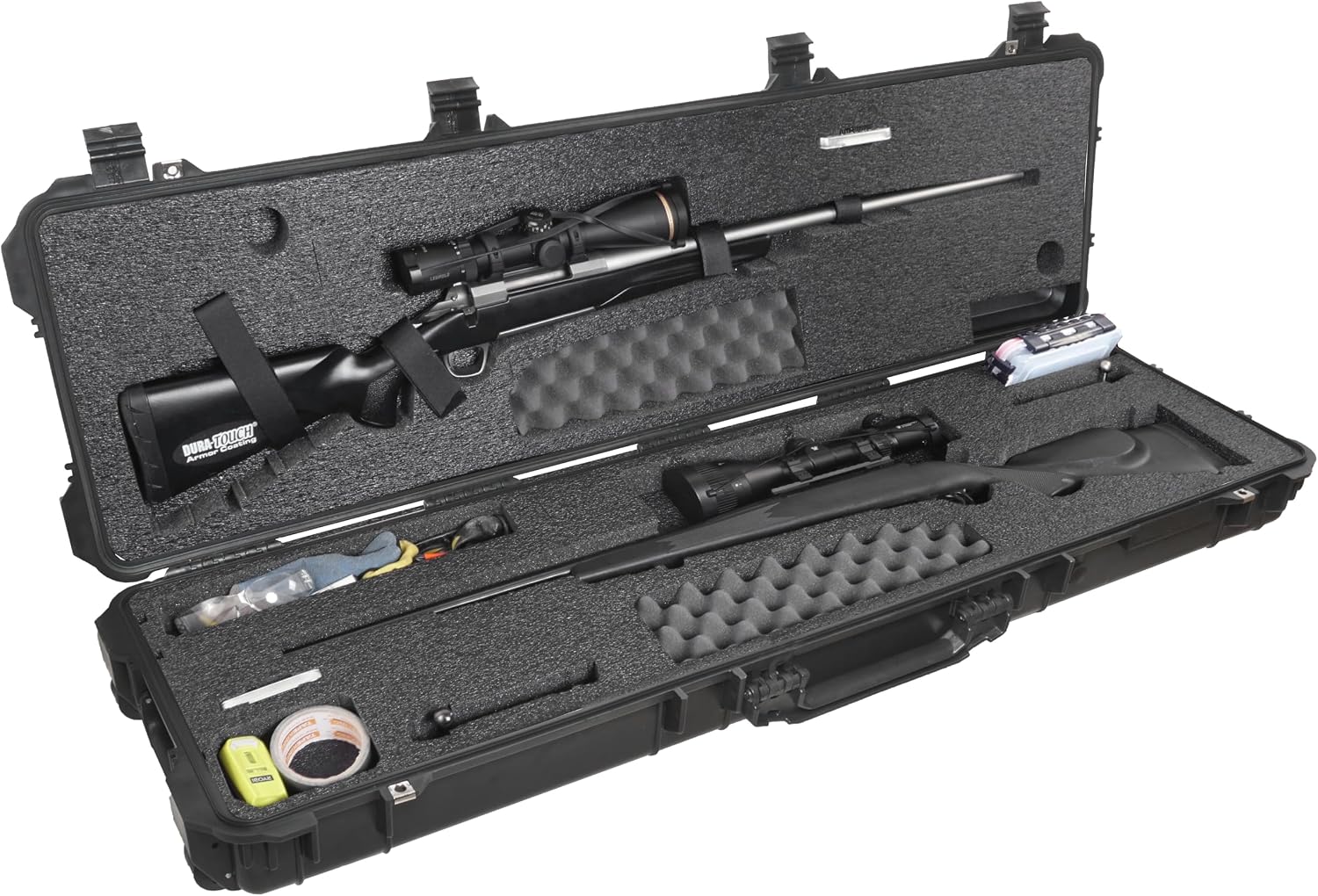 Case Club 2 Hunting Rifle Waterproof Case Pre-Cut with Small Clear Box and Silica Gel to Help Prevent Rust