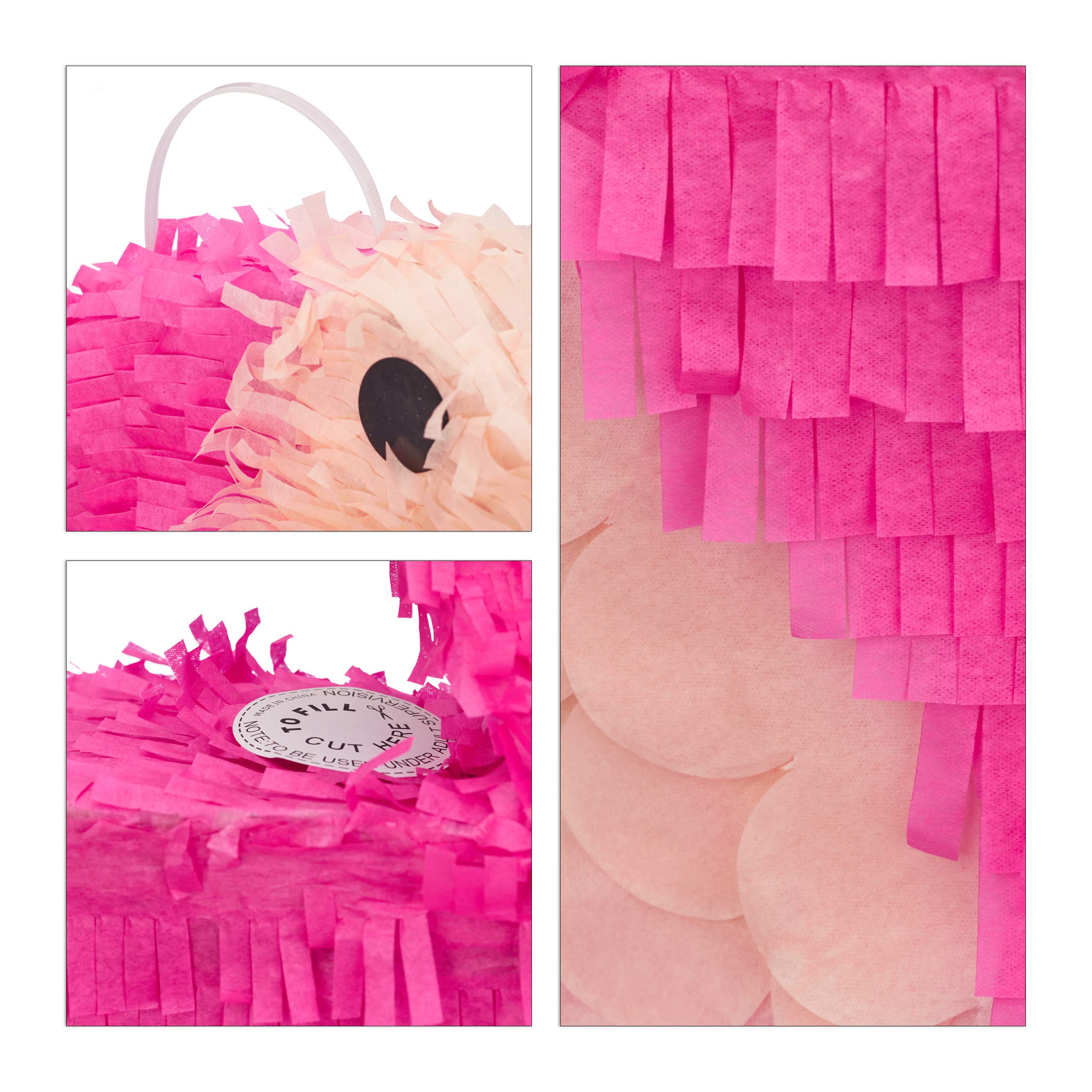 Relaxdays Pack de 4 Piñatas Infantiles de Flamenco XXL, Papel, Rosa, 80 x 40 x 14 cm