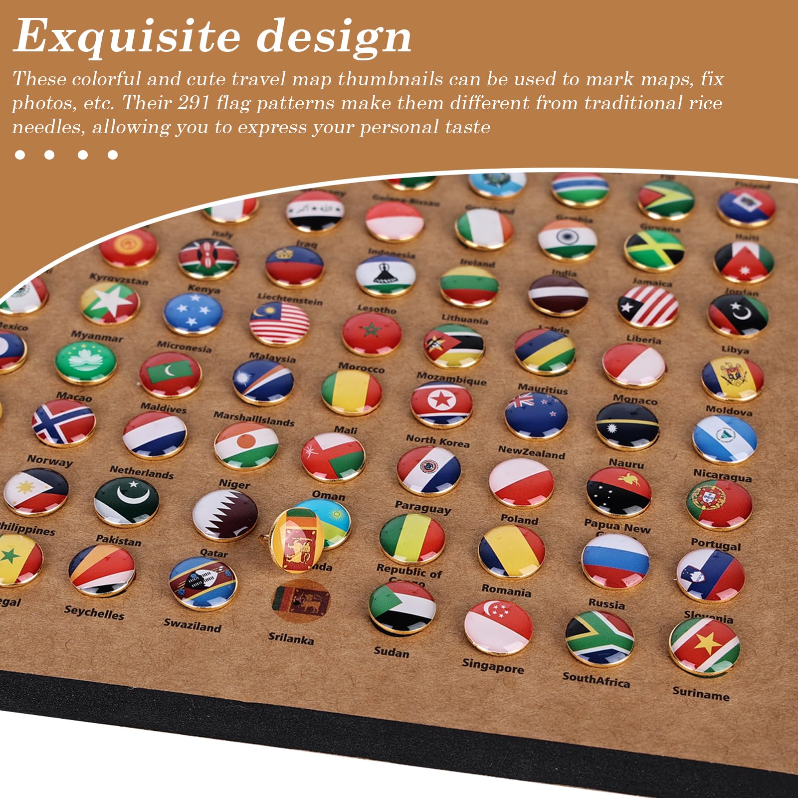 Puntinas decorativas de dibujo, 291 piezas, con placas de corcho, en metal, para tablero