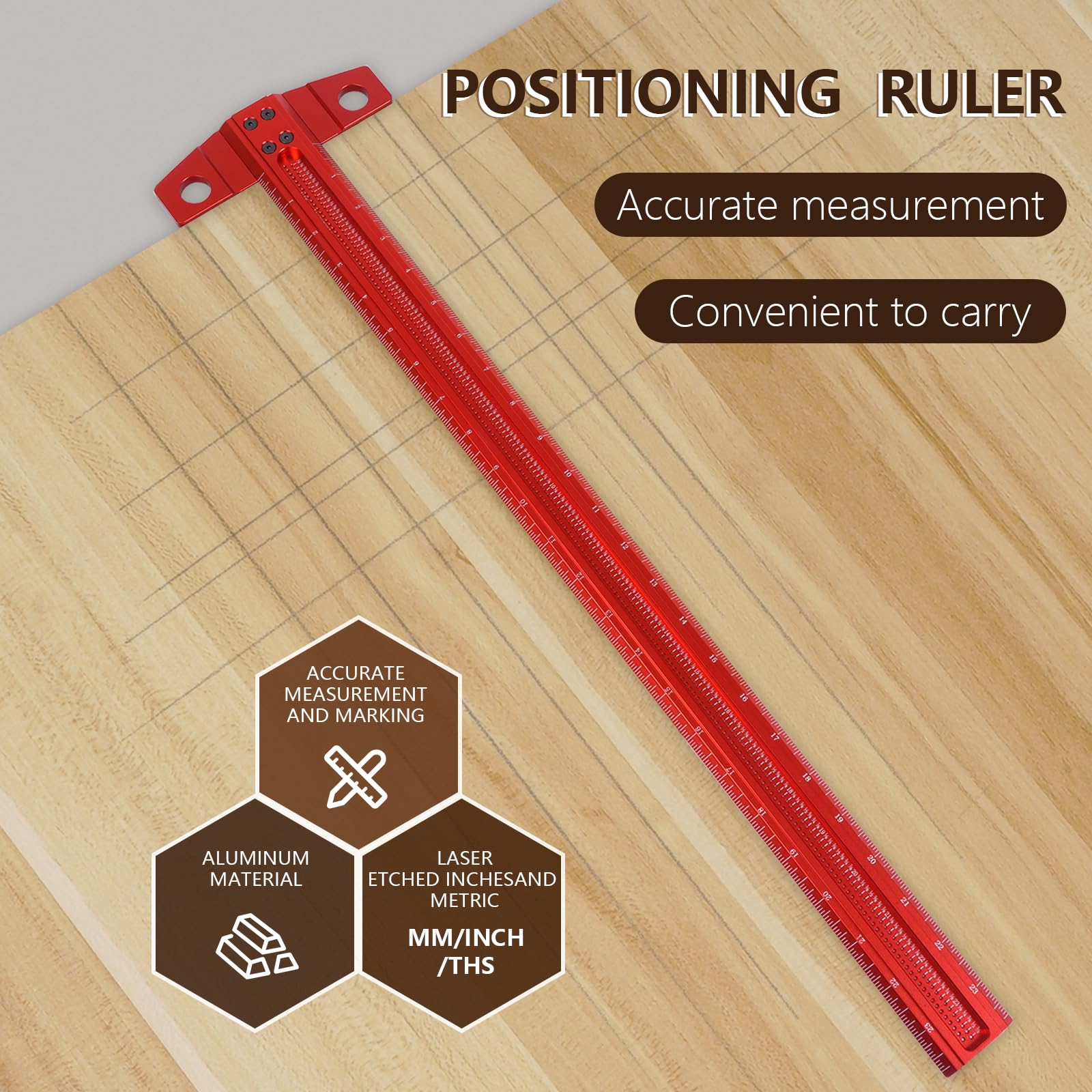 TYDEEY 31″ T-Square Ruler – Aluminum Alloy Precision Scriber For Woodworking & Layout (31 Inch)