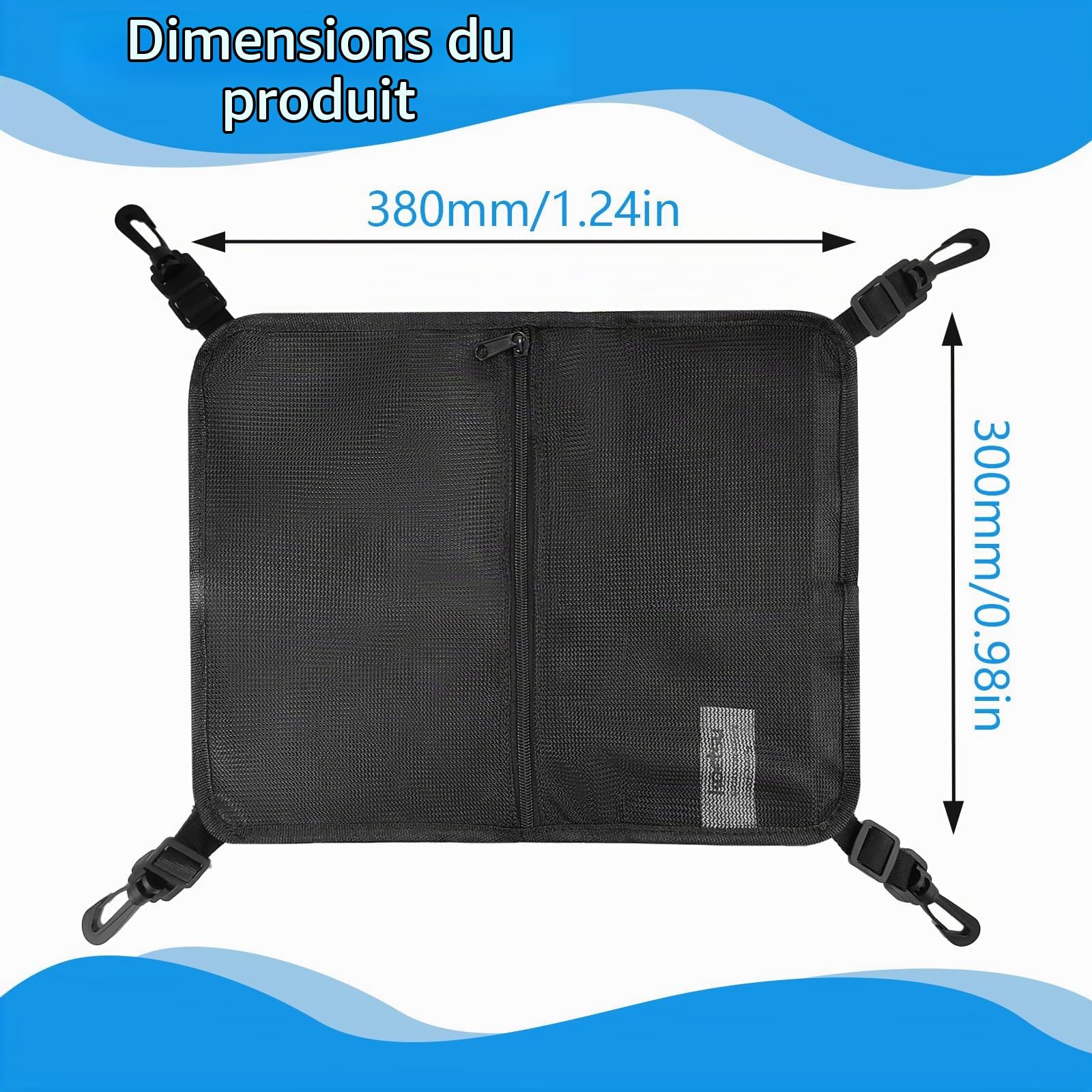 Sac de Rangement en Maille, Sup Paddle Board Deck Bag, Sacs de Rangement Légers pour Canoë avec Boucle Fixe pour Planche de Surf Stand Up Paddle, Kayak